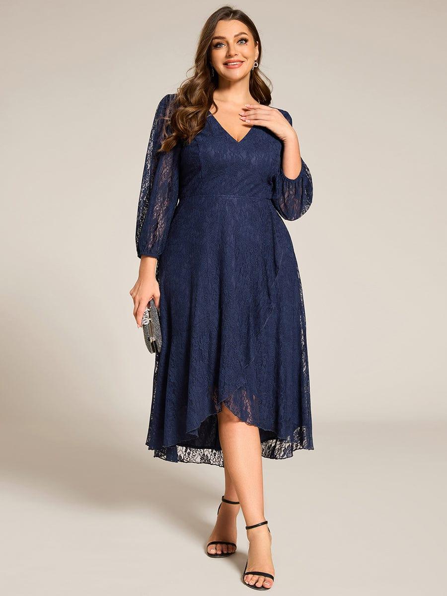 ever CAMILLE|Elegant Lace A-Line Long Sleeves Midi Wedding Guest Dress