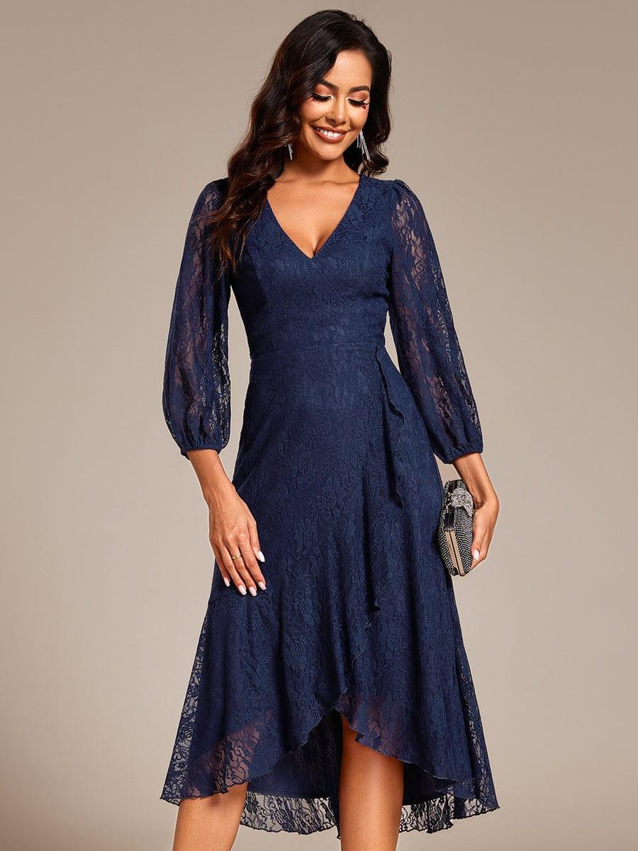 ever CAMILLE|Elegant Lace A-Line Long Sleeves Midi Wedding Guest Dress