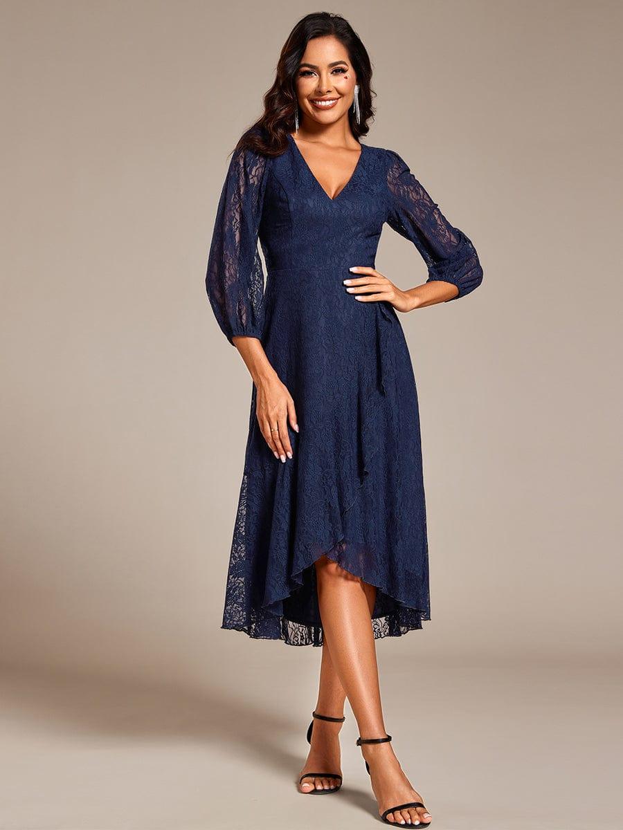 ever CAMILLE|Elegant Lace A-Line Long Sleeves Midi Wedding Guest Dress