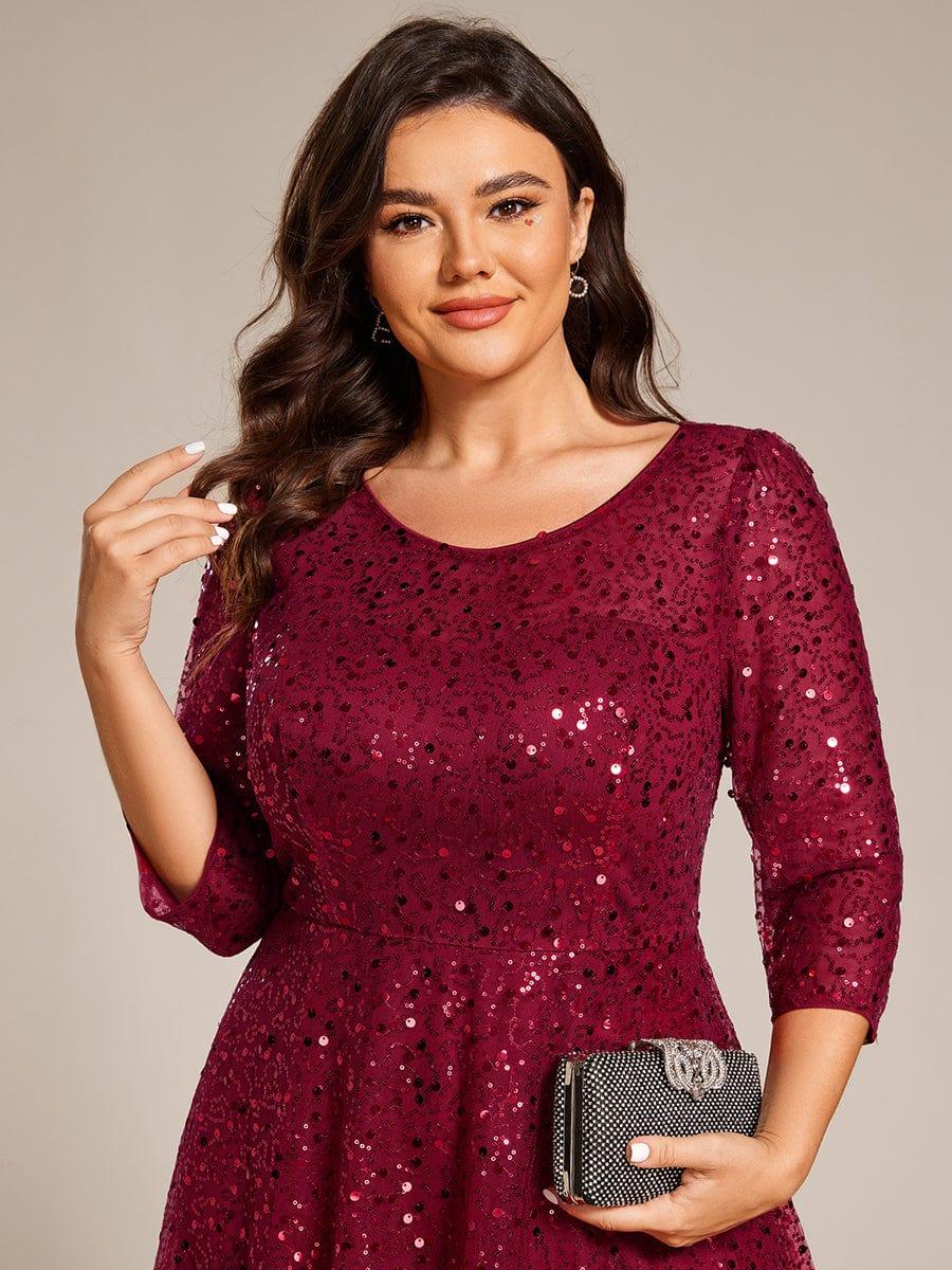 ever SIENNA|3/4 Sleeve Sparkly Sequin Round Neck Midi Wedding Guest Dress