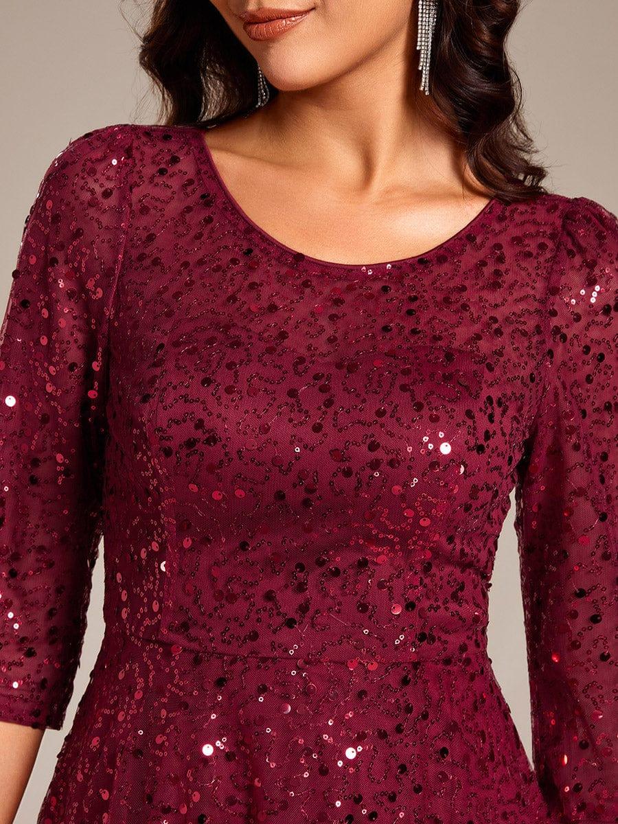 ever SIENNA|3/4 Sleeve Sparkly Sequin Round Neck Midi Wedding Guest Dress