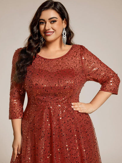ever SIENNA|3/4 Sleeve Sparkly Sequin Round Neck Midi Wedding Guest Dress