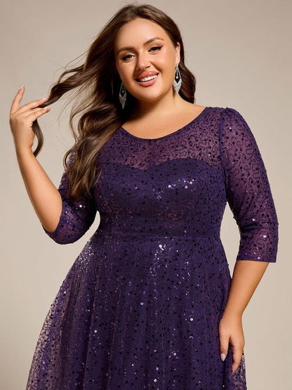 ever SIENNA|3/4 Sleeve Sparkly Sequin Round Neck Midi Wedding Guest Dress