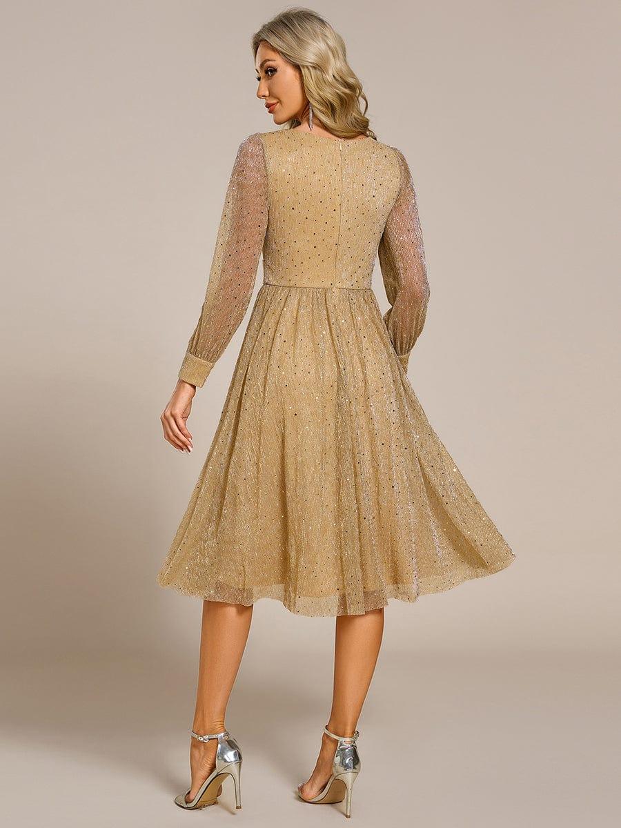 ever KARLEN|Glitter Midi Wedding Guest Dress with Long Sleeves