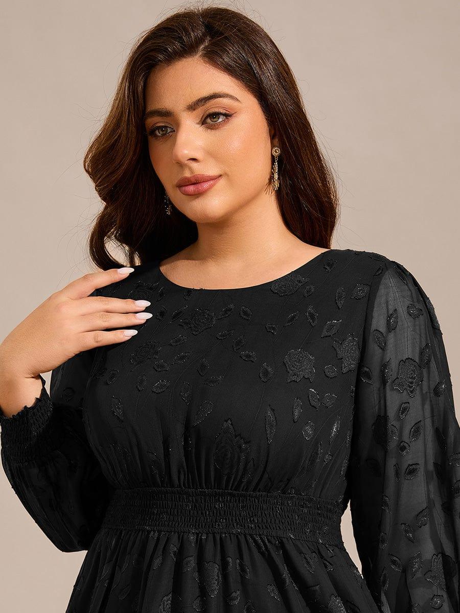 pretty ANAHI|Plus Size Long Sleeve Round Neckline Chiffon Wedding Guest Dress