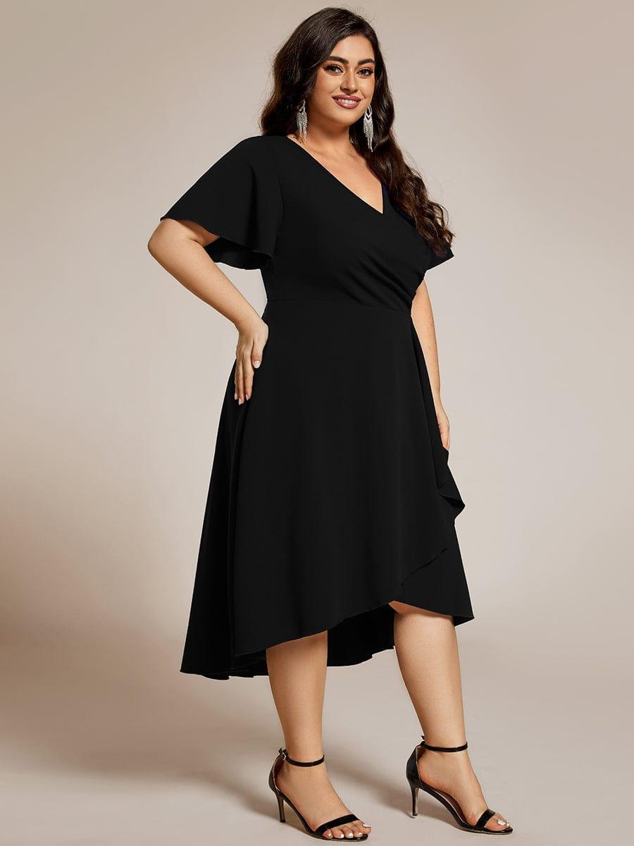 pretty FALLON|Plus Size High-Stretch V-neck Midi Wedding Guest Dress