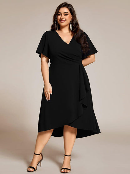 ever FALLON|High-Stretch V-neck Midi Wedding Guest Dress