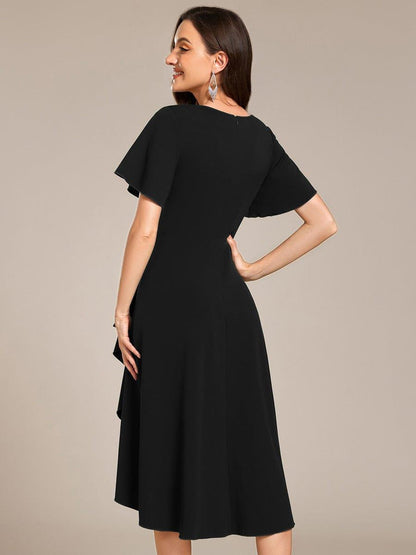 ever FALLON|High-Stretch V-neck Midi Wedding Guest Dress