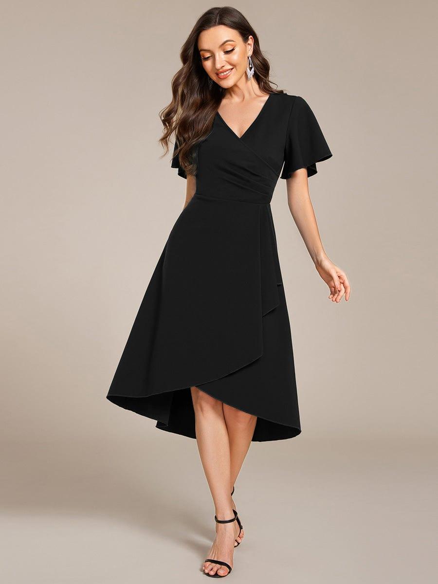 ever FALLON|High-Stretch V-neck Midi Wedding Guest Dress