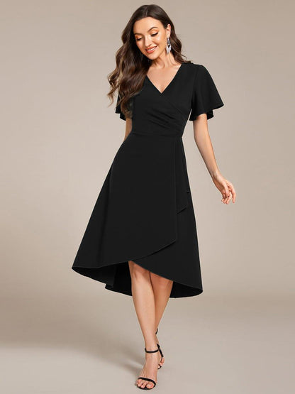 ever FALLON|High-Stretch V-neck Midi Wedding Guest Dress