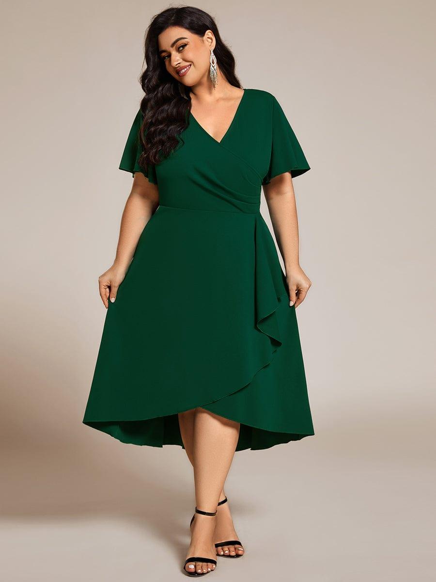 ever FALLON|High-Stretch V-neck Midi Wedding Guest Dress
