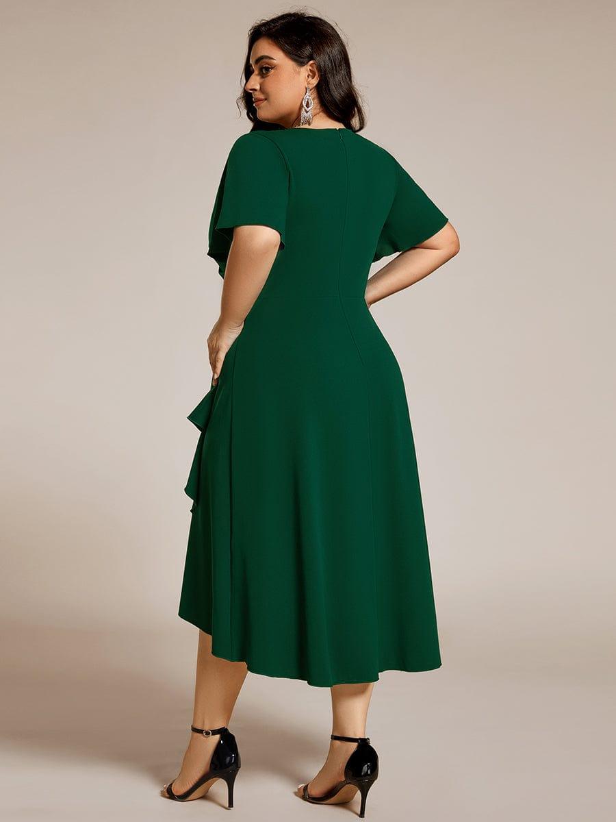 ever FALLON|High-Stretch V-neck Midi Wedding Guest Dress