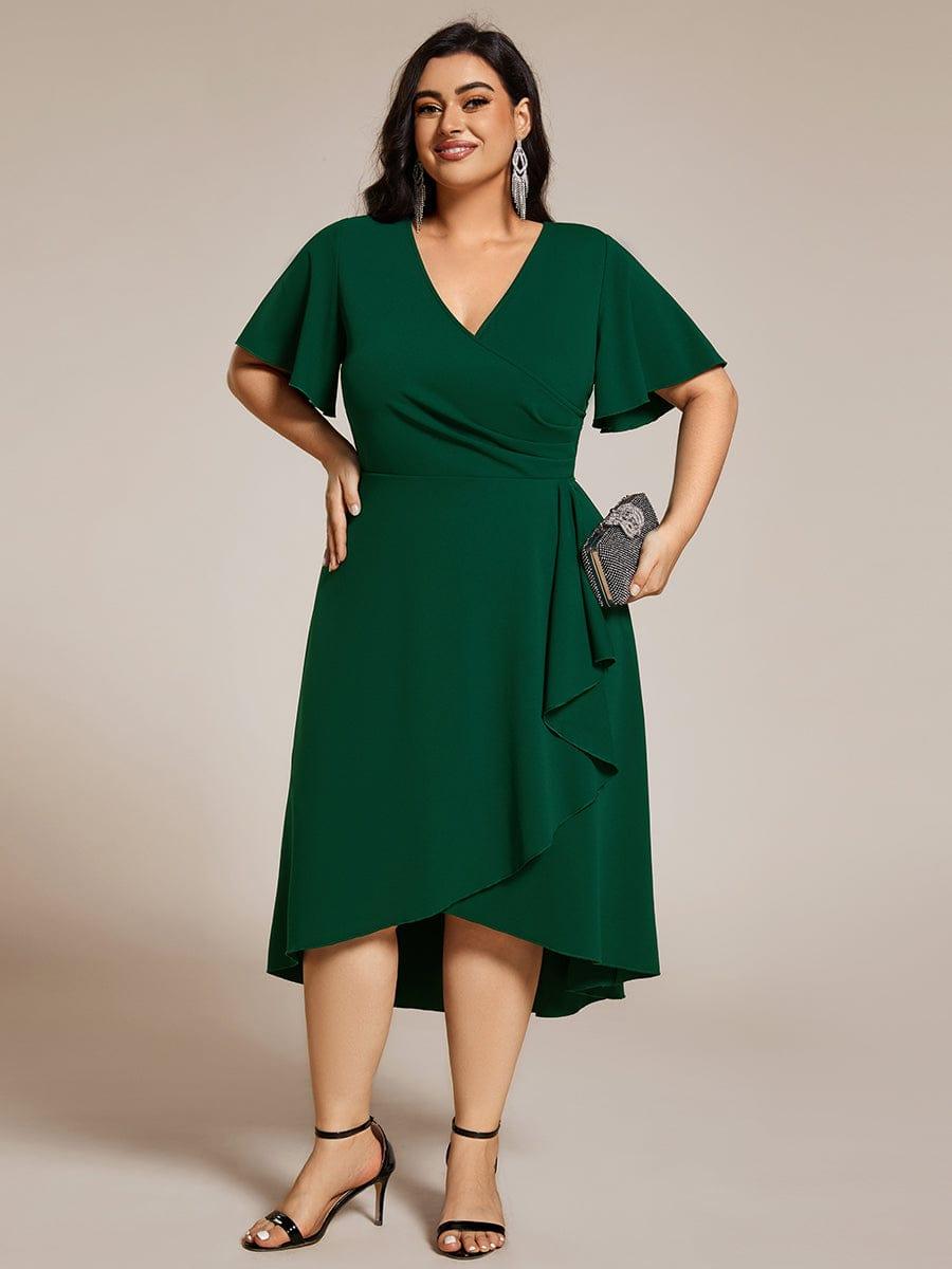 ever FALLON|High-Stretch V-neck Midi Wedding Guest Dress