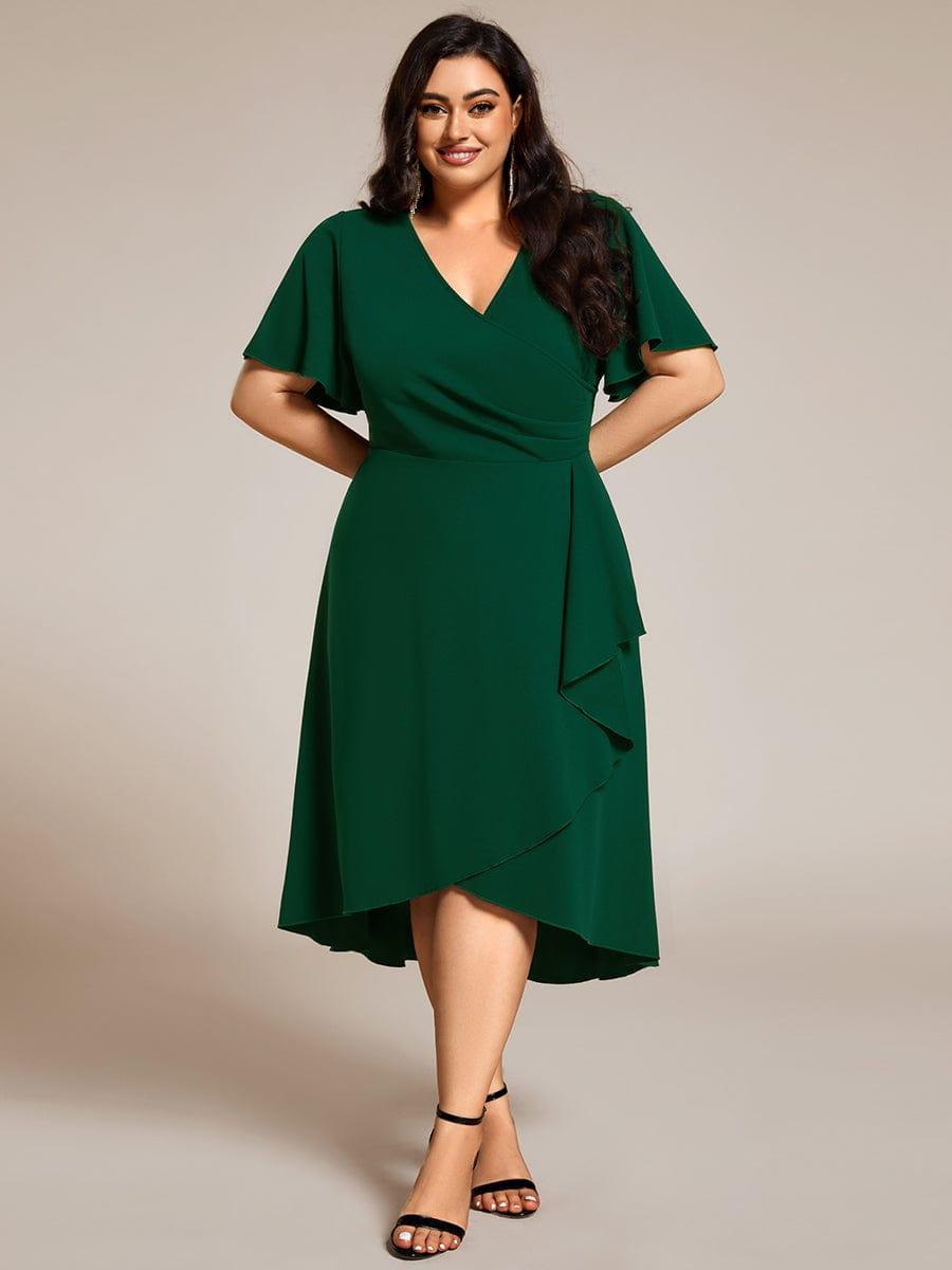 ever FALLON|High-Stretch V-neck Midi Wedding Guest Dress