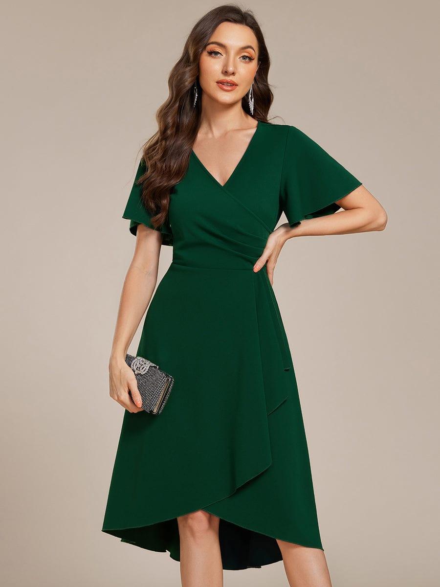 ever FALLON|High-Stretch V-neck Midi Wedding Guest Dress