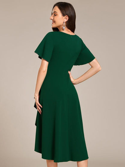ever FALLON|High-Stretch V-neck Midi Wedding Guest Dress