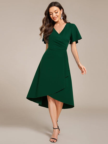 ever FALLON|High-Stretch V-neck Midi Wedding Guest Dress