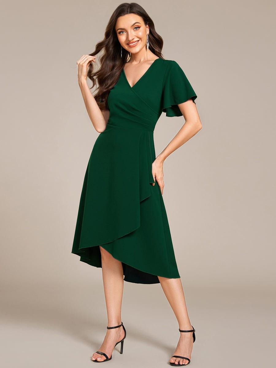 ever FALLON|High-Stretch V-neck Midi Wedding Guest Dress