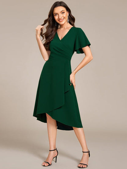 ever FALLON|High-Stretch V-neck Midi Wedding Guest Dress