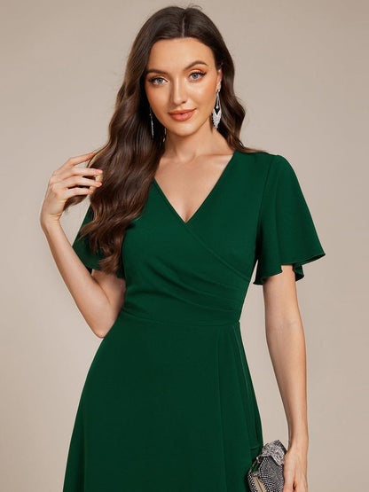 ever FALLON|High-Stretch V-neck Midi Wedding Guest Dress