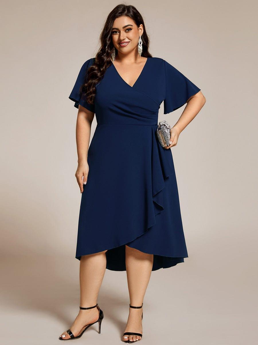 ever FALLON|High-Stretch V-neck Midi Wedding Guest Dress