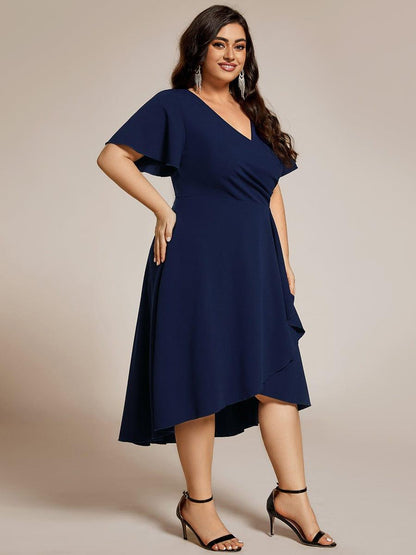 ever FALLON|High-Stretch V-neck Midi Wedding Guest Dress