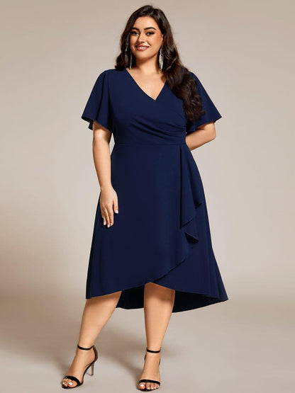 ever FALLON|High-Stretch V-neck Midi Wedding Guest Dress