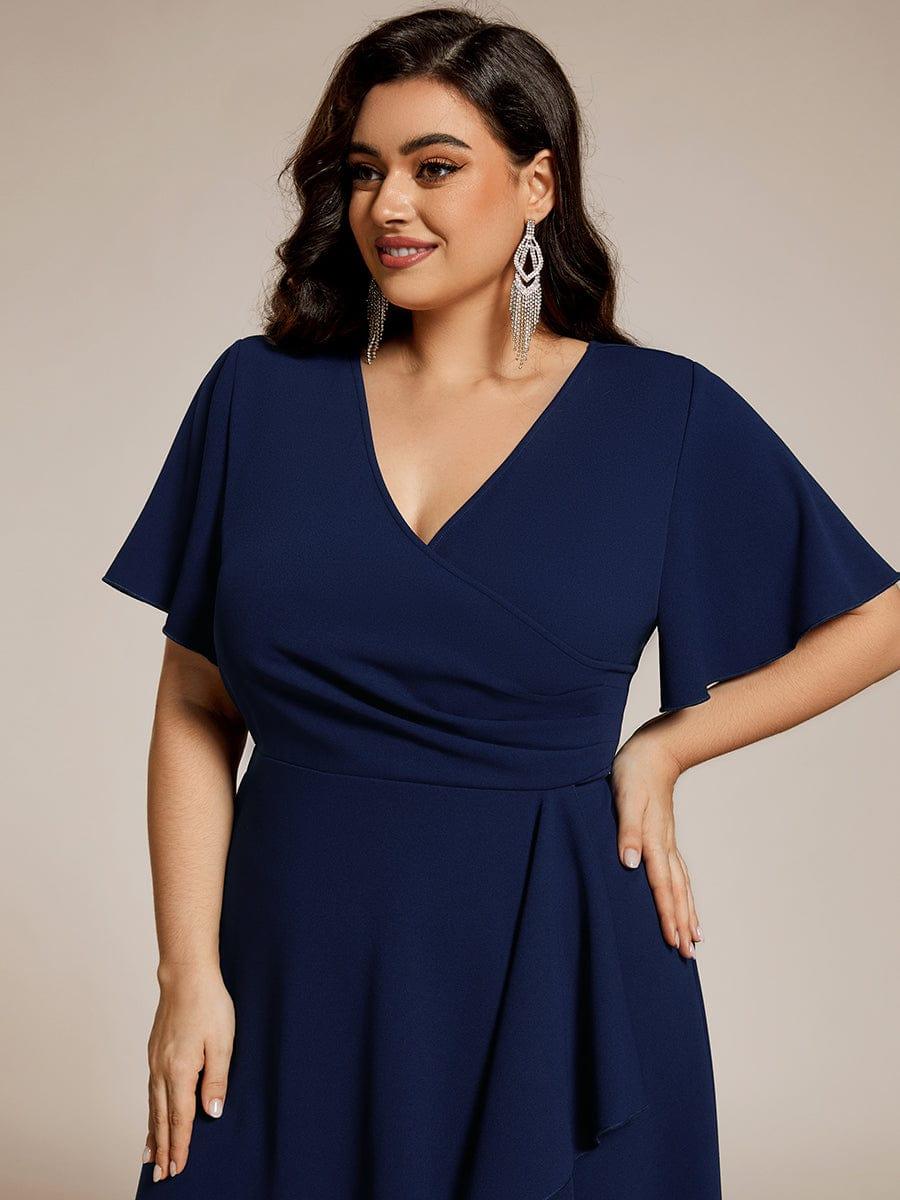pretty FALLON|Plus Size High-Stretch V-neck Midi Wedding Guest Dress