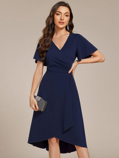 ever FALLON|High-Stretch V-neck Midi Wedding Guest Dress