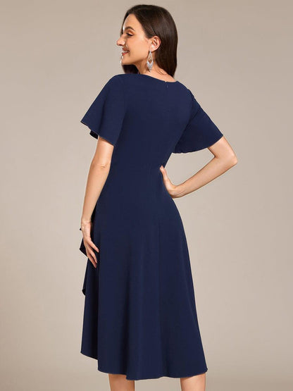 ever FALLON|High-Stretch V-neck Midi Wedding Guest Dress