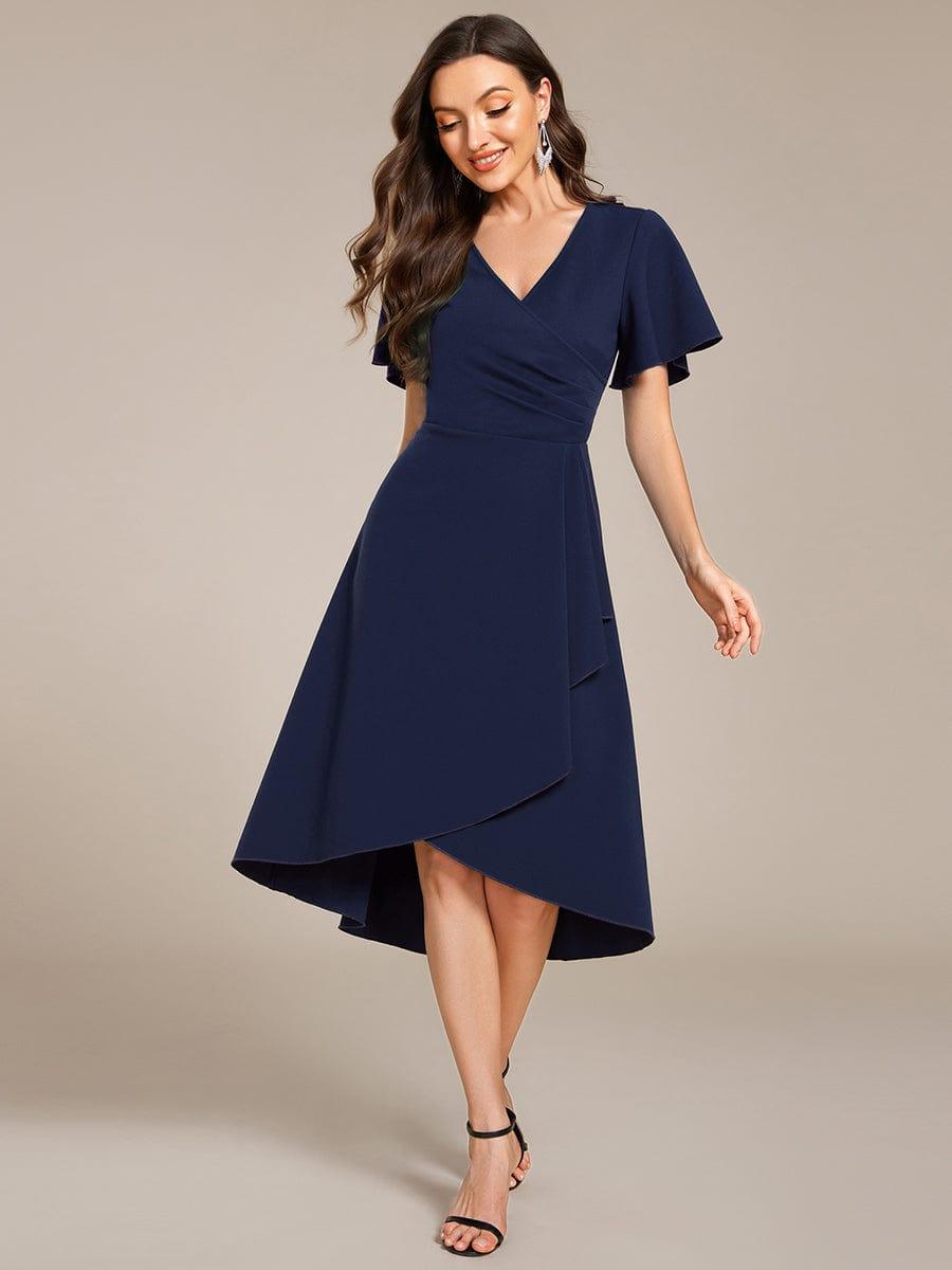 ever FALLON|High-Stretch V-neck Midi Wedding Guest Dress