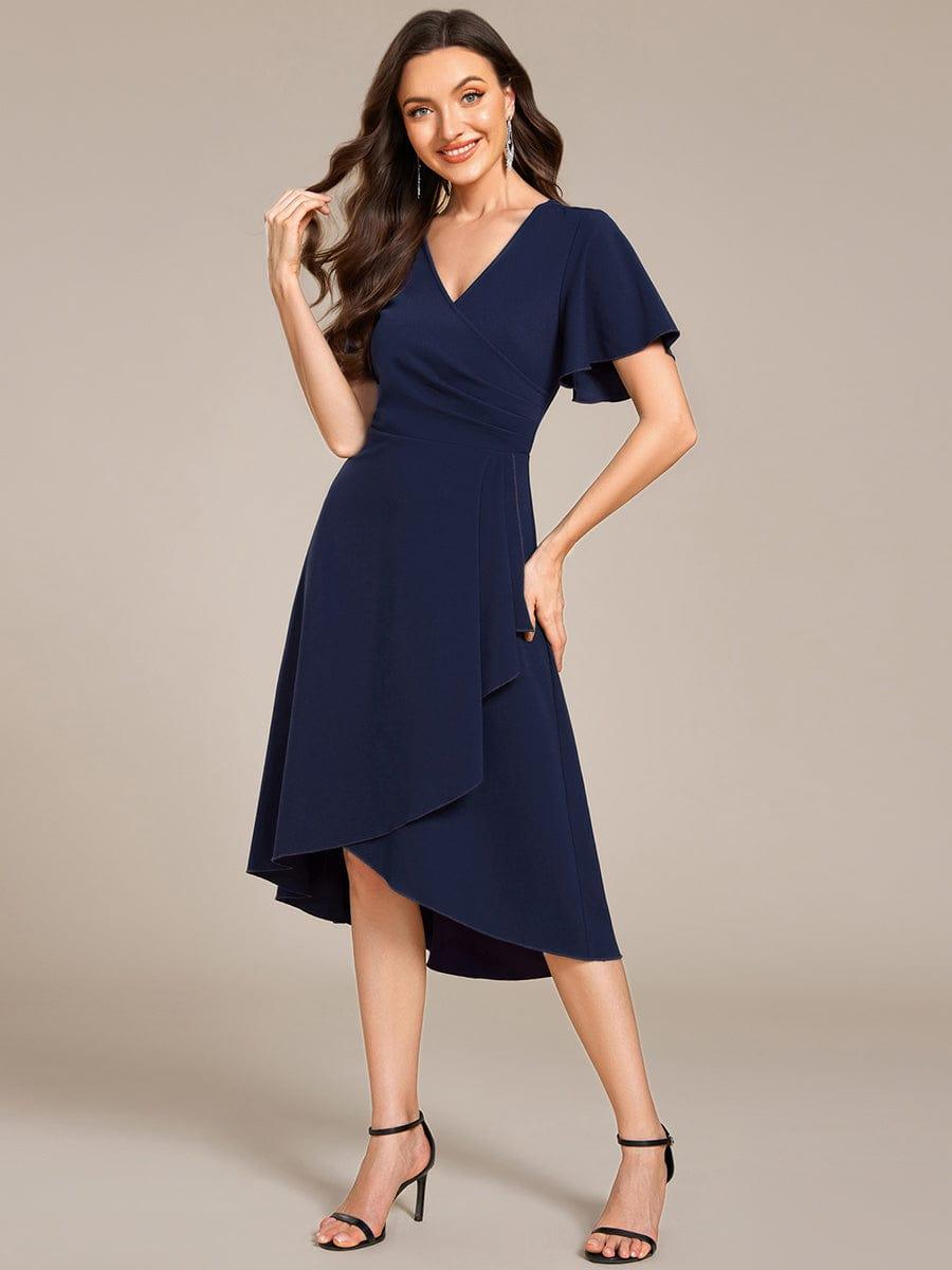 ever FALLON|High-Stretch V-neck Midi Wedding Guest Dress
