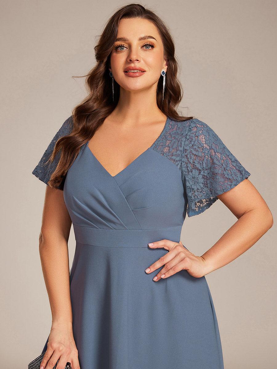ever EVIE|Short Sleeves A-Line Midi Wedding Guest Dress with Pockets