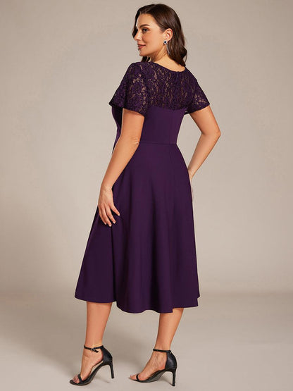 pretty EVIE|Plus Size A-Line Pleated Midi Wedding Guest Dress with Pockets