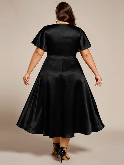 ever SCARLEN|V-neck High-Low Satin Wedding Guest Dress with Pockets