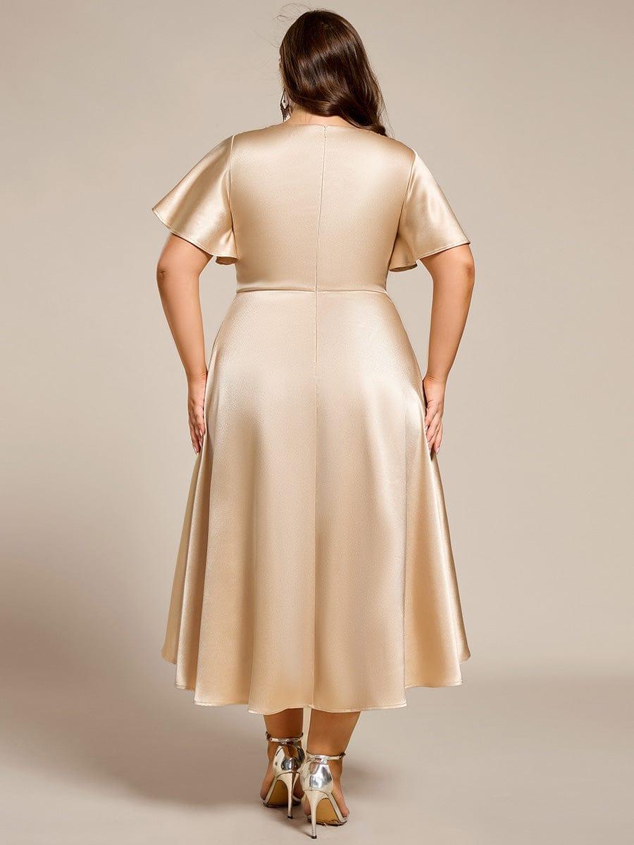pretty SCARLEN|Plus Size Satin Midi Wedding Guest Dress with Pockets