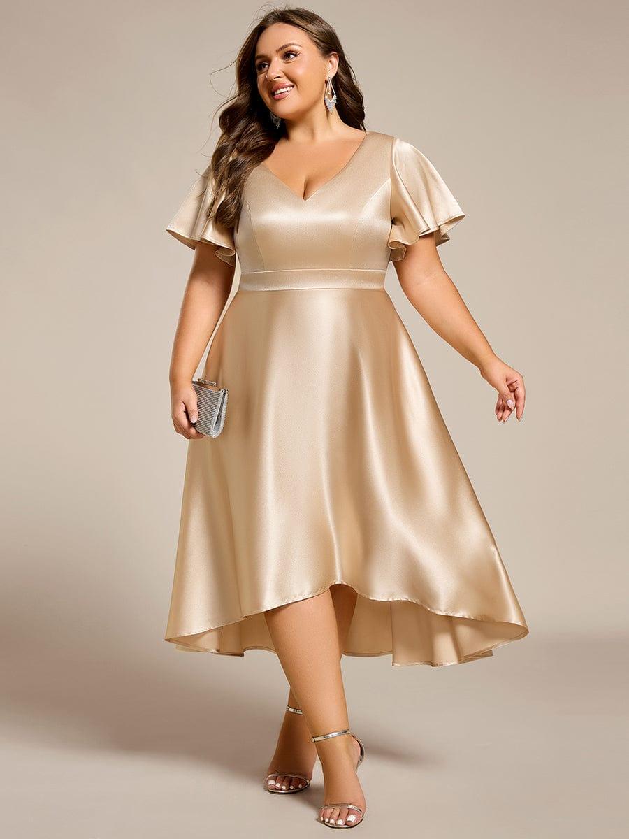 pretty SCARLEN|Plus Size Satin Midi Wedding Guest Dress with Pockets