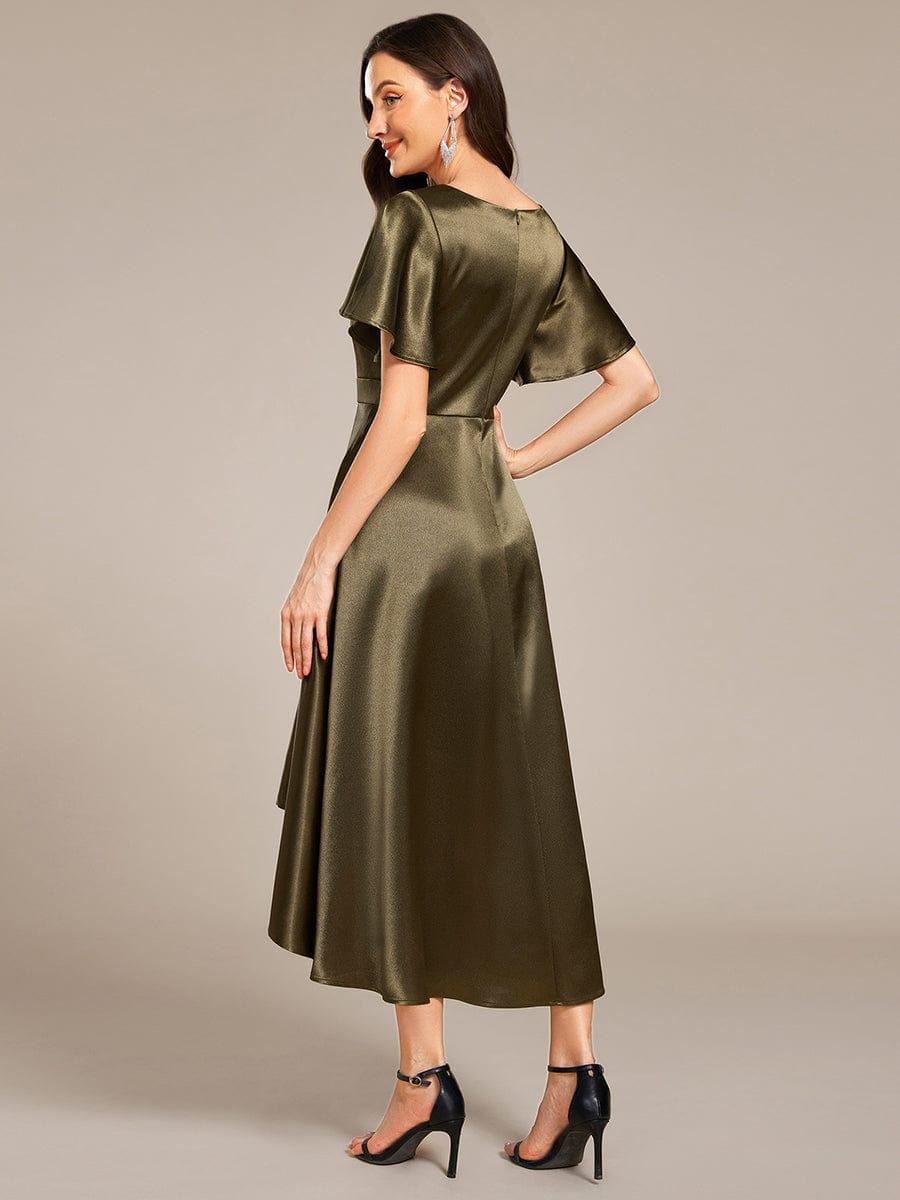 ever SCARLEN|V-neck High-Low Satin Wedding Guest Dress with Pockets