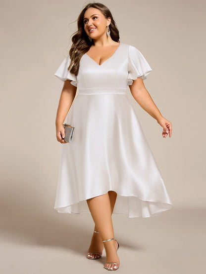 ever SCARLEN|V-neck High-Low Satin Wedding Guest Dress with Pockets