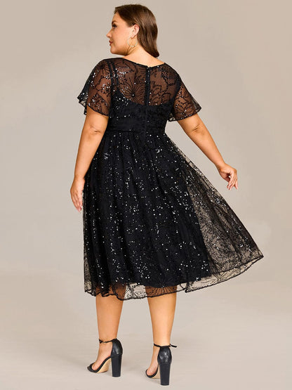 ever ADEL|Plus Size Sequin Midi Wedding Guest Dress