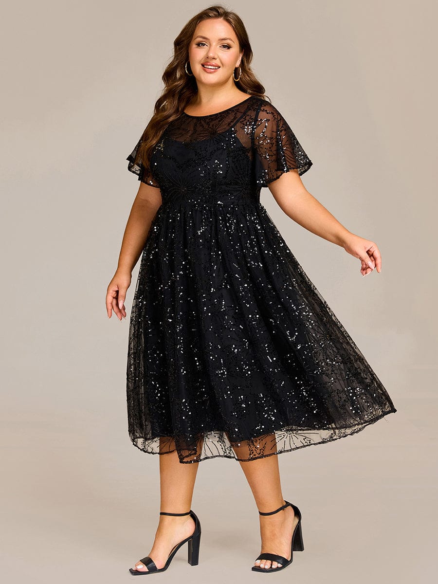 ever ADEL|Plus Size Sequin Midi Wedding Guest Dress