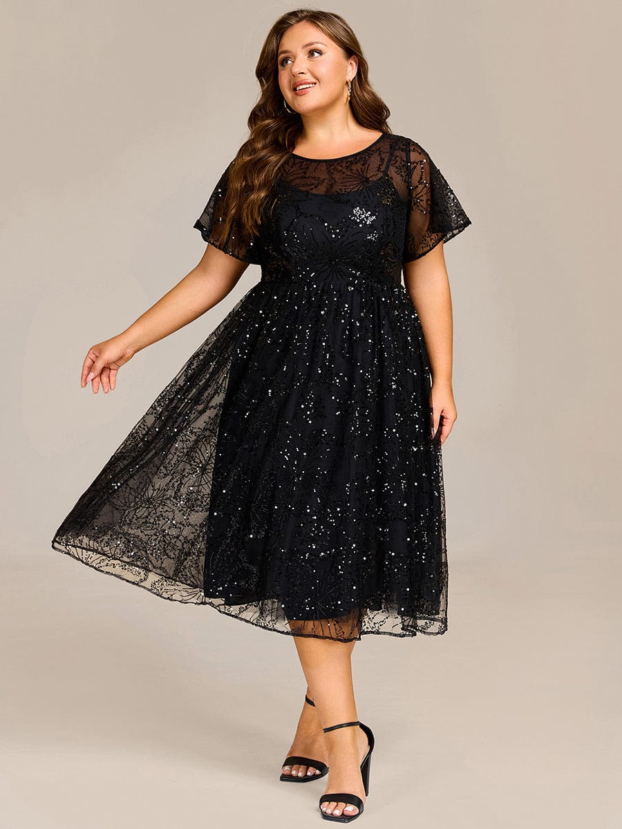 ever ADEL|Plus Size Sequin Midi Wedding Guest Dress