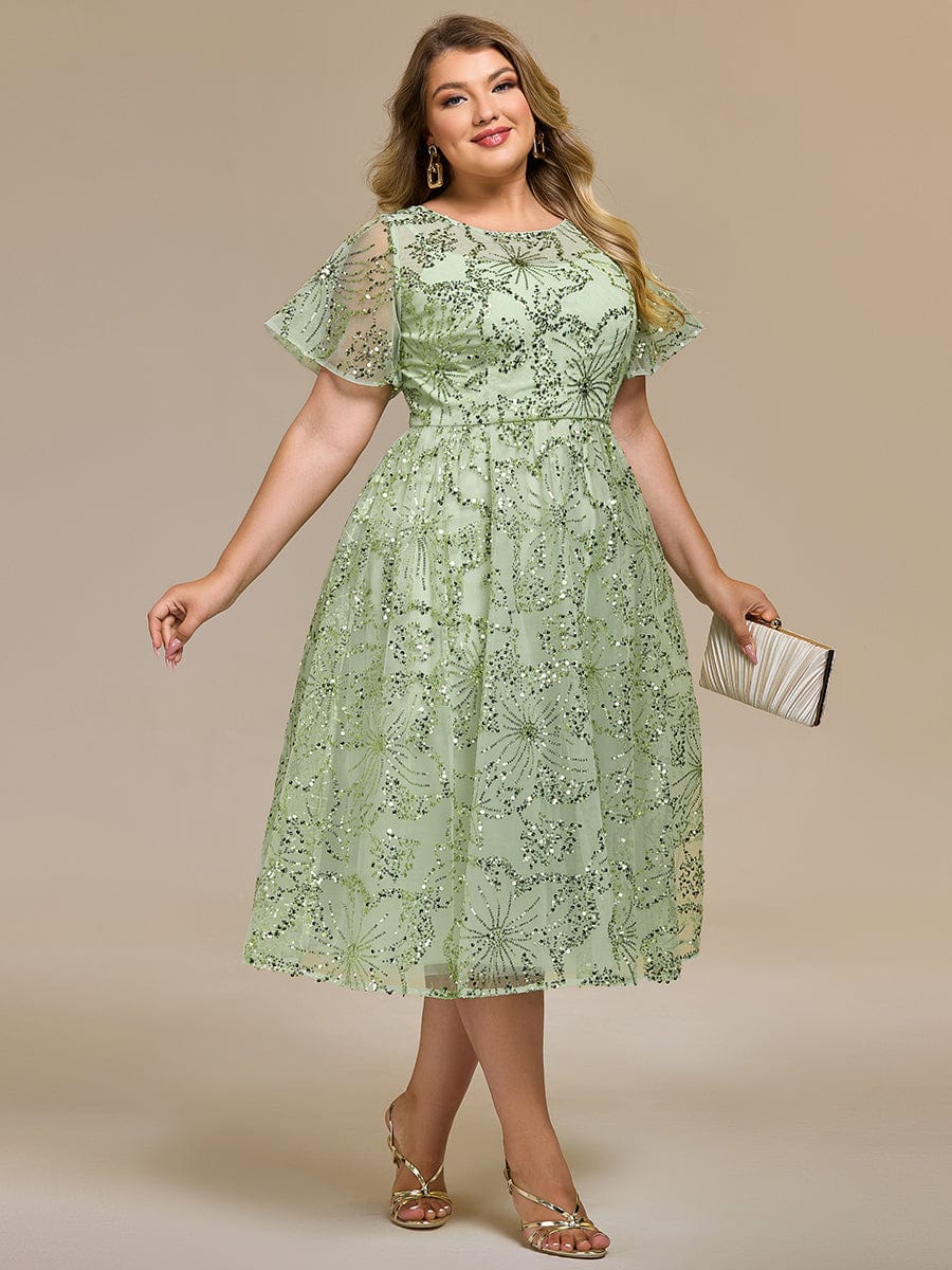 ever ADEL|Plus Size Sequin Midi Wedding Guest Dress