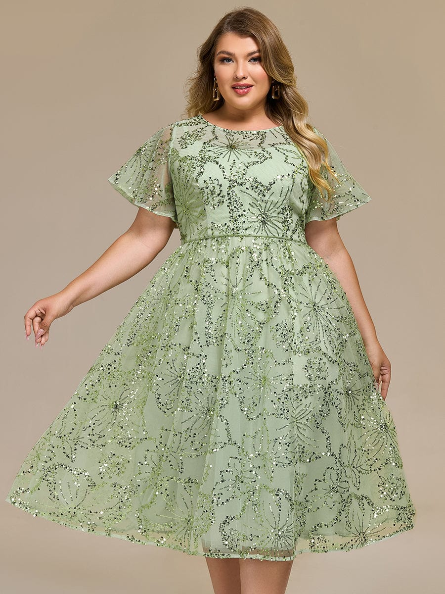ever ADEL|Plus Size Sequin Midi Wedding Guest Dress