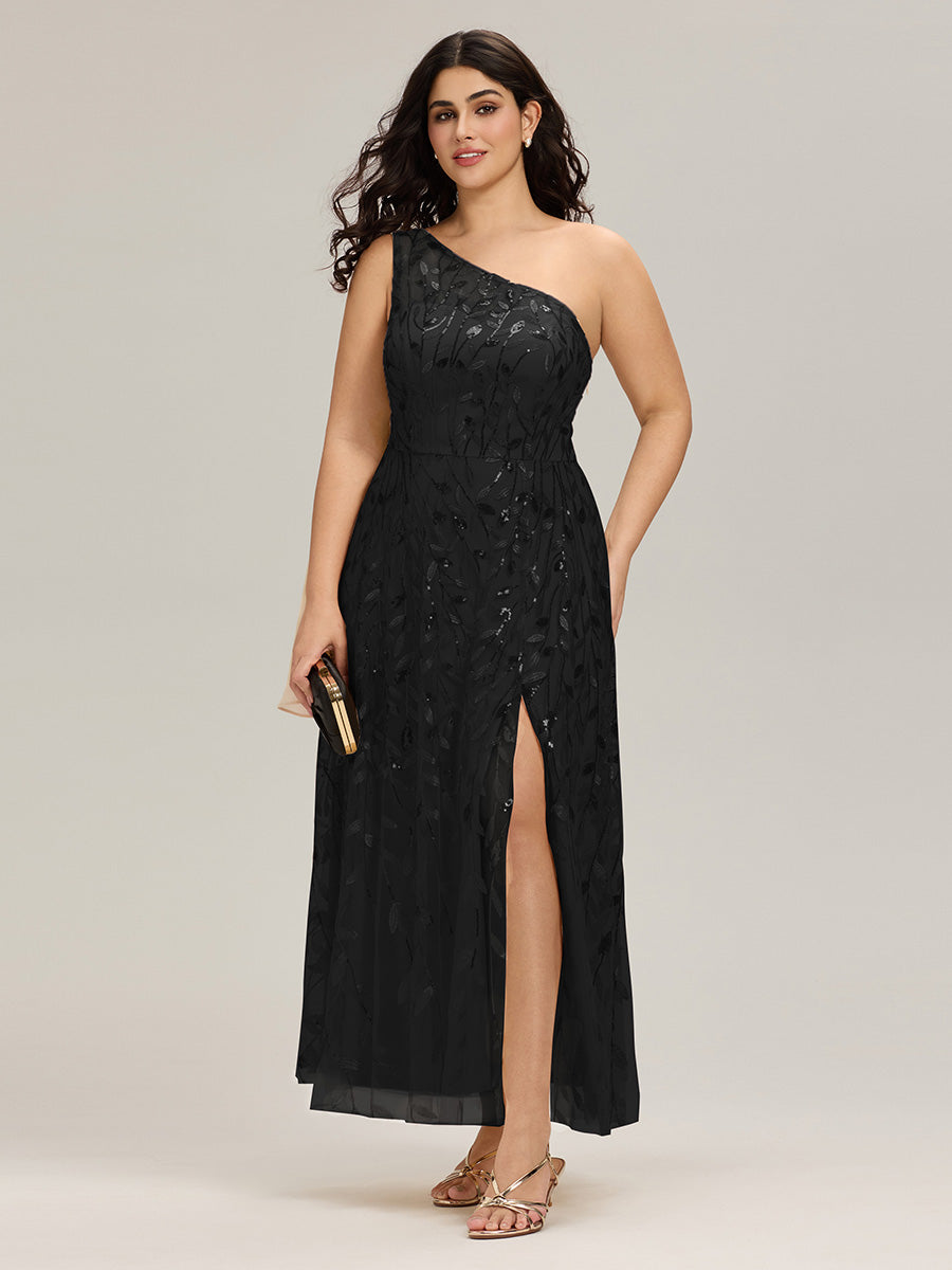 Flowing Ribbons Sequin Sleeveless Wedding Guest Dress