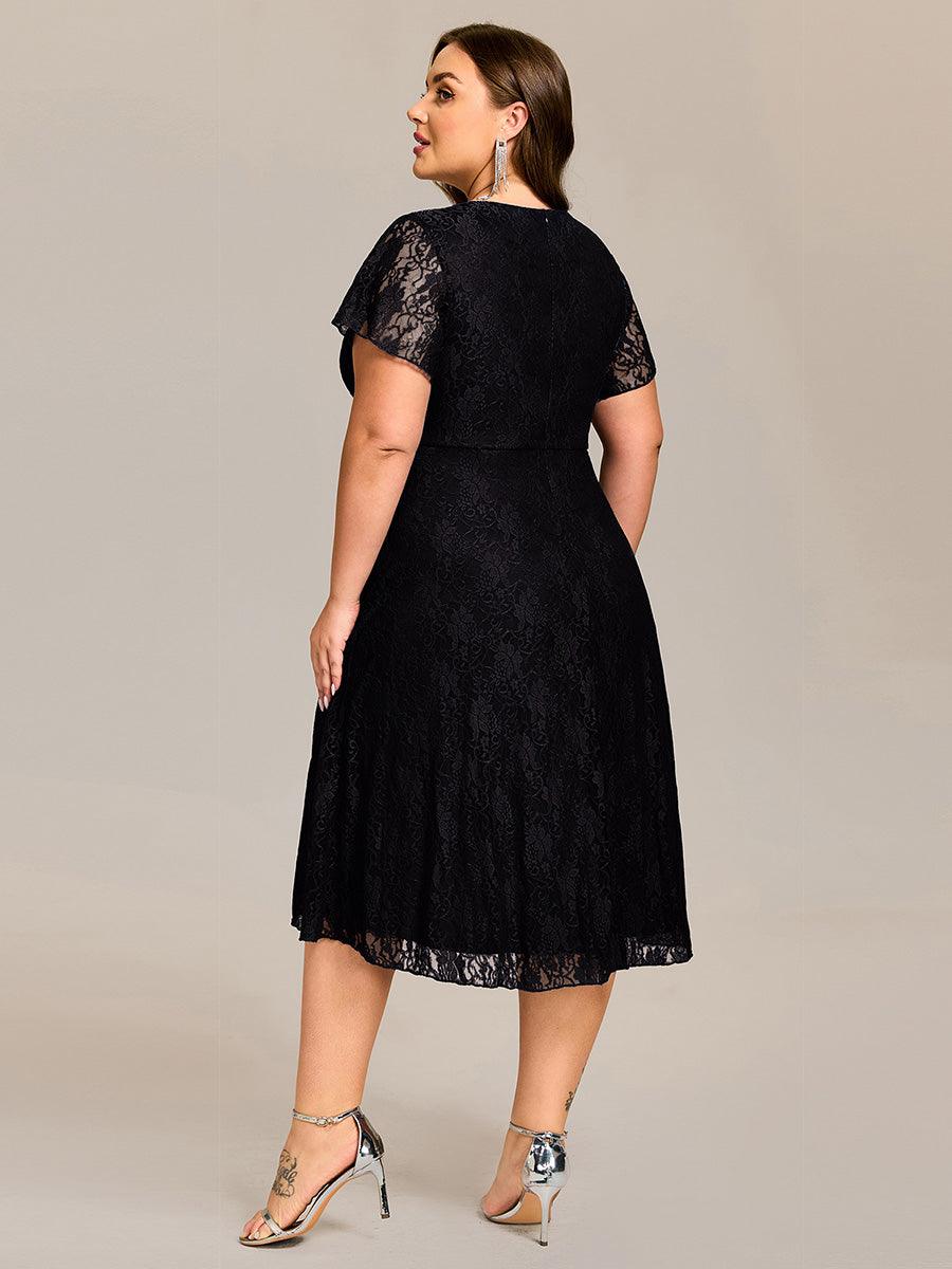 ever PALOMA|Ruffled Sleeves Lace A-Line Formal Evening Dress