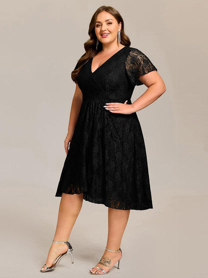 ever PALOMA|Ruffled Sleeves Lace A-Line Formal Evening Dress