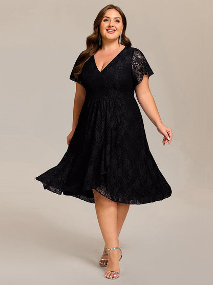 ever PALOMA|Ruffled Sleeves Lace A-Line Formal Evening Dress