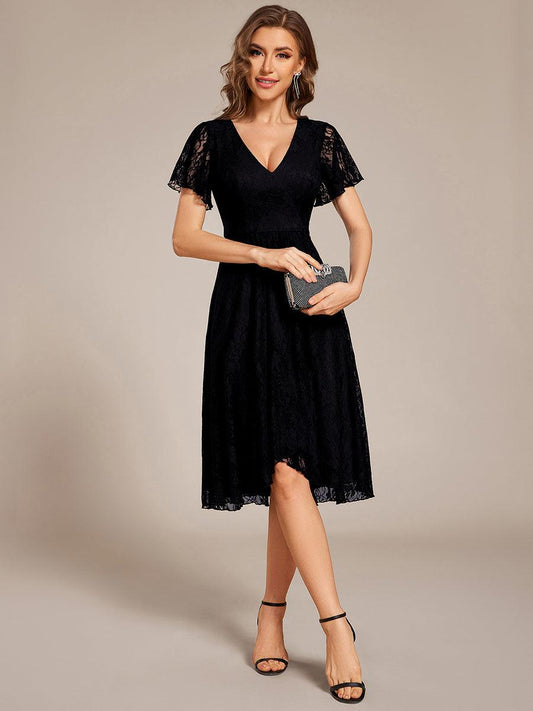ever PALOMA|Ruffled Sleeves Lace A-Line Formal Evening Dress
