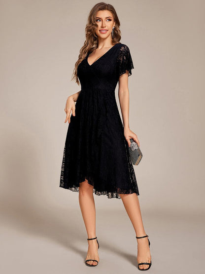 ever PALOMA|Ruffled Sleeves Lace A-Line Formal Evening Dress